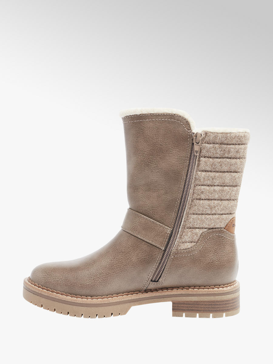 taupe pull on ankle boots