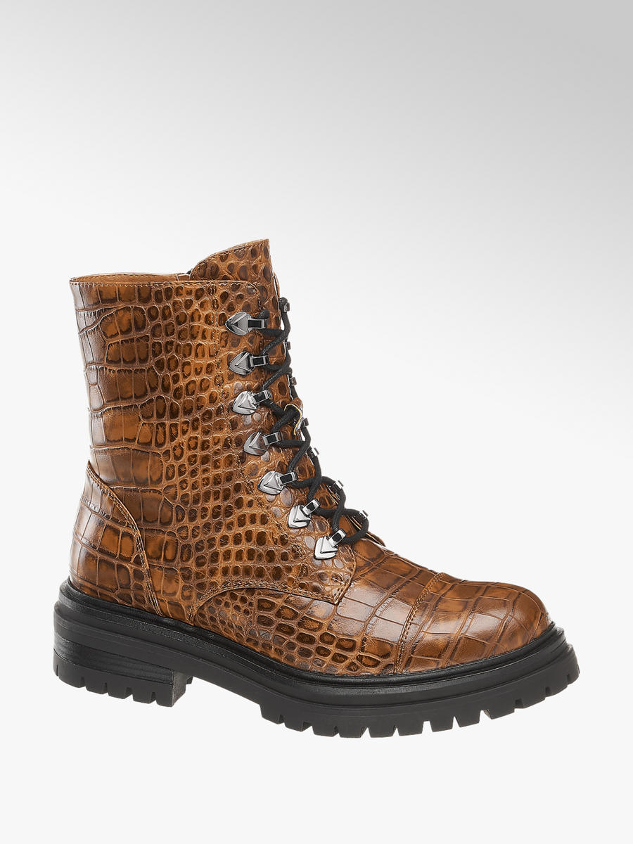 Känga Reptil Look Dam Boots & Stövlar Kängor Chunky Stövel Dam Boots & Stövlar Kängor