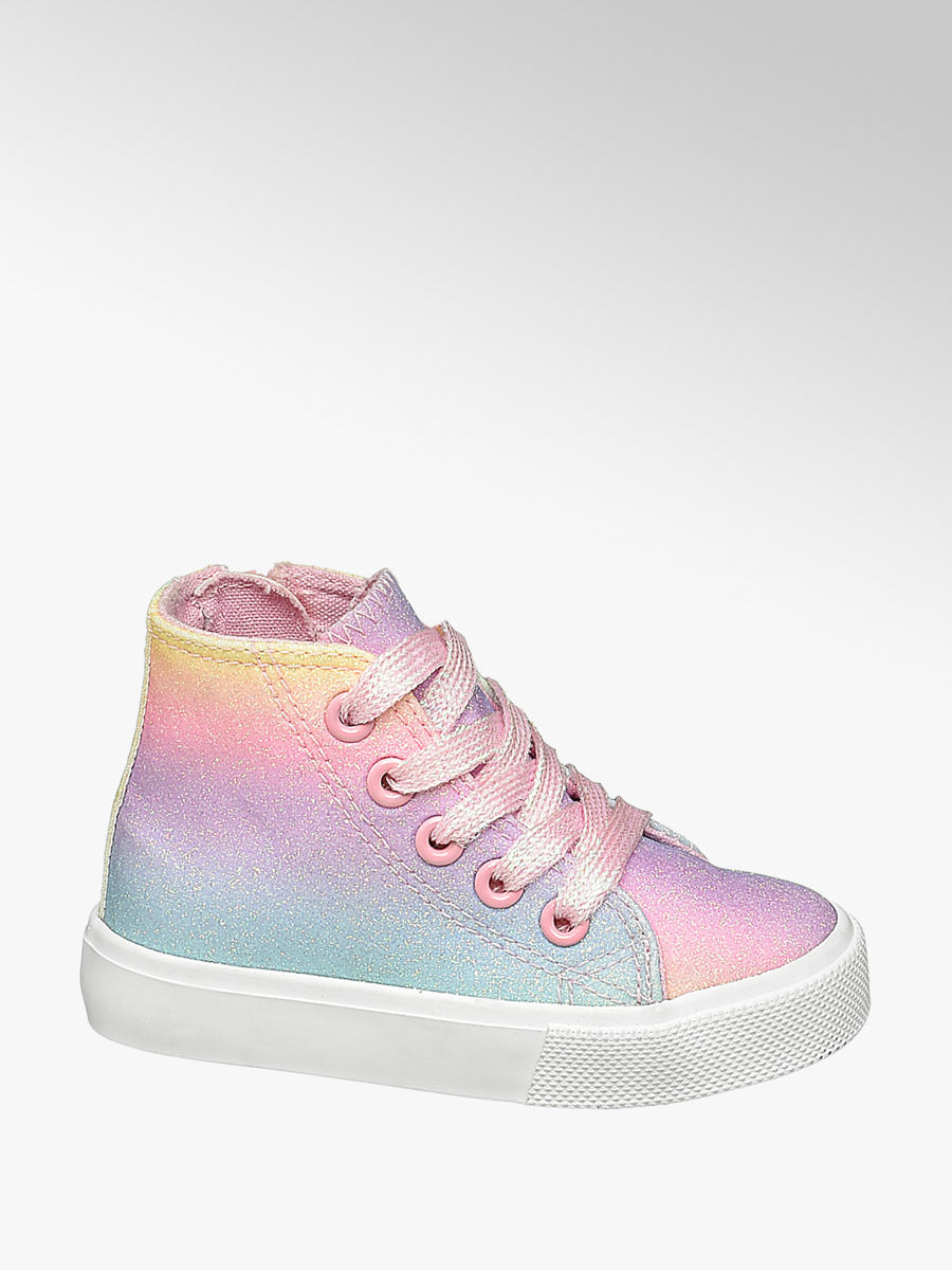 Toddler Girl Rainbow Glitter Lace Up Hi Tops Kids