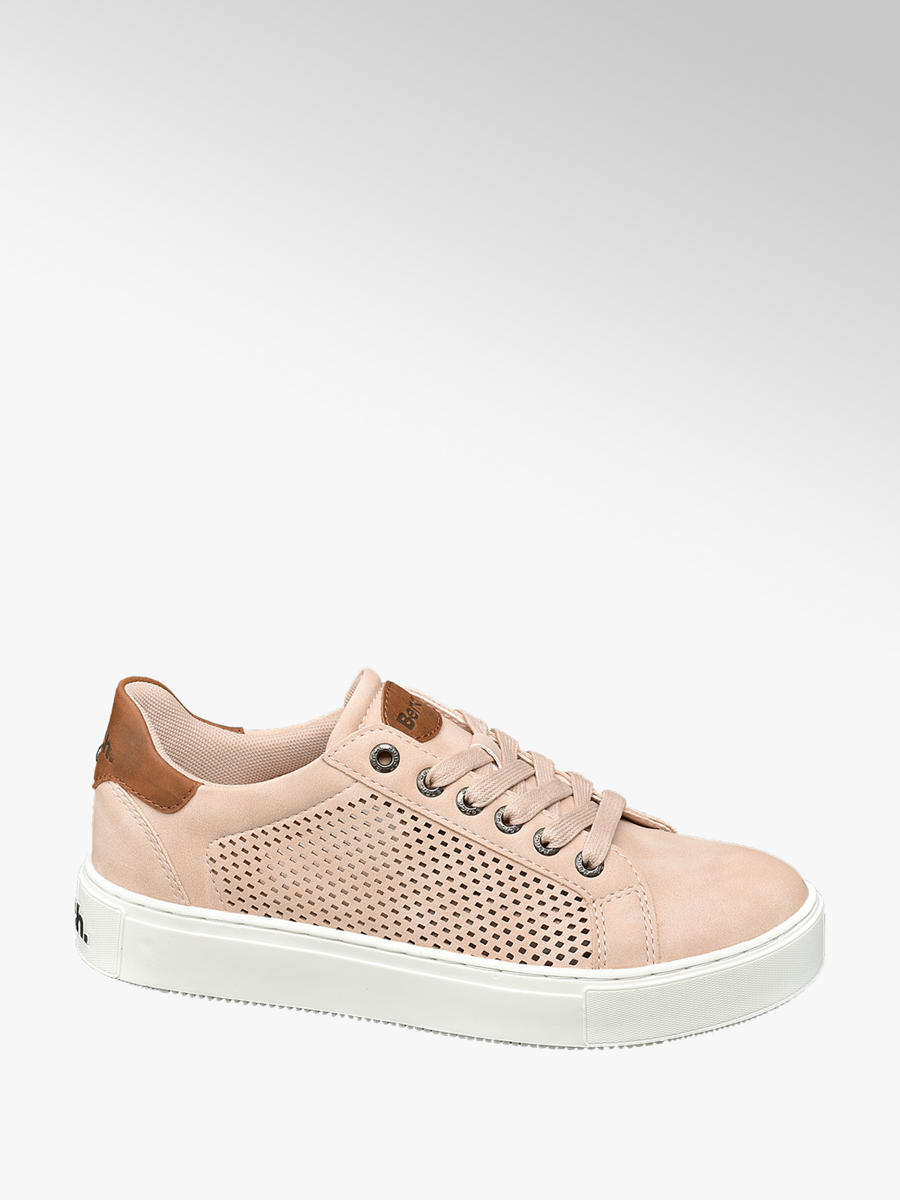 Bench Ladies Lace-up Trainers Pale Pink