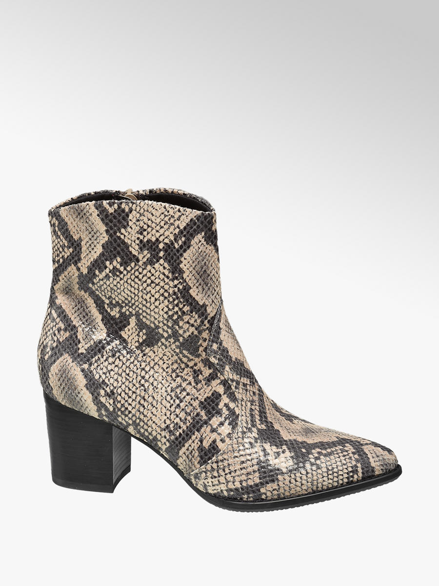 beige snake print boots