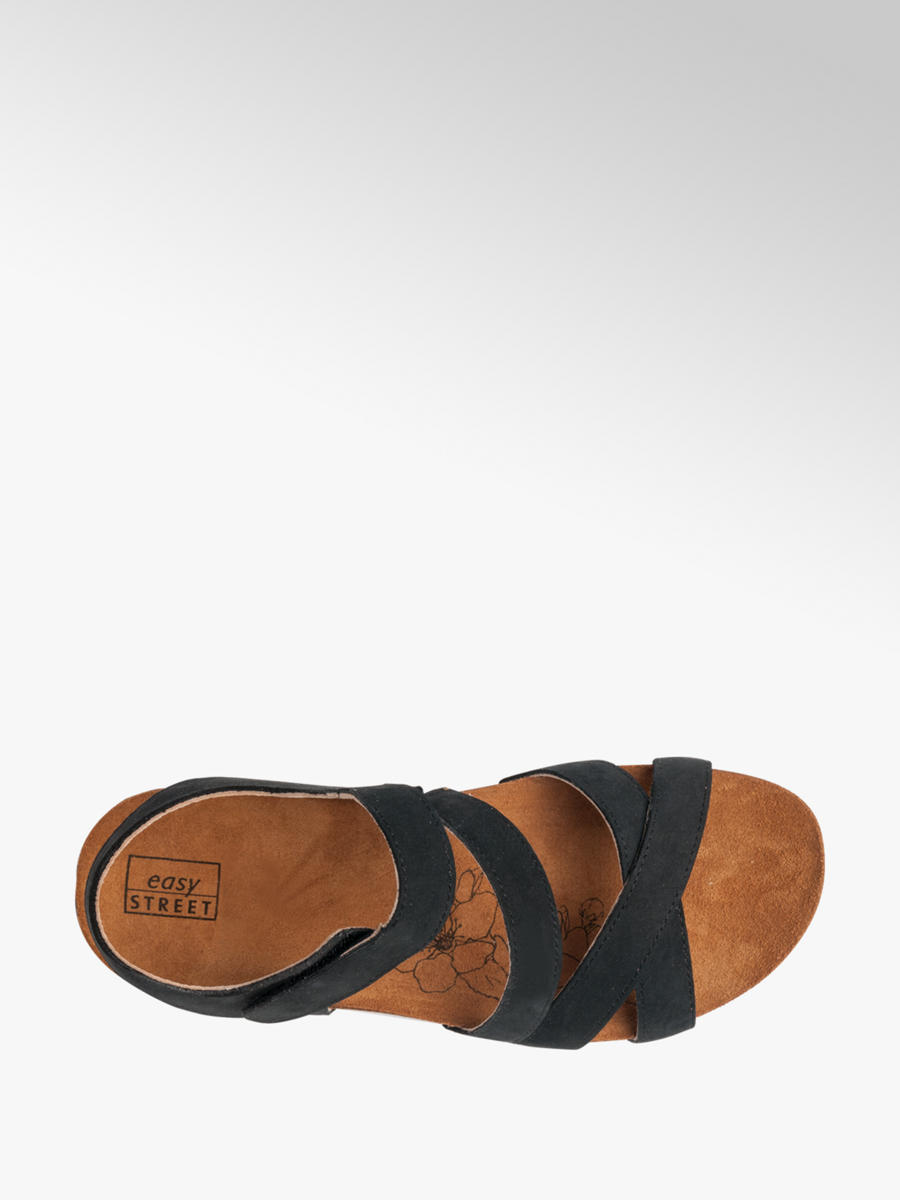 Black Leather Strap Sandals | Deichmann