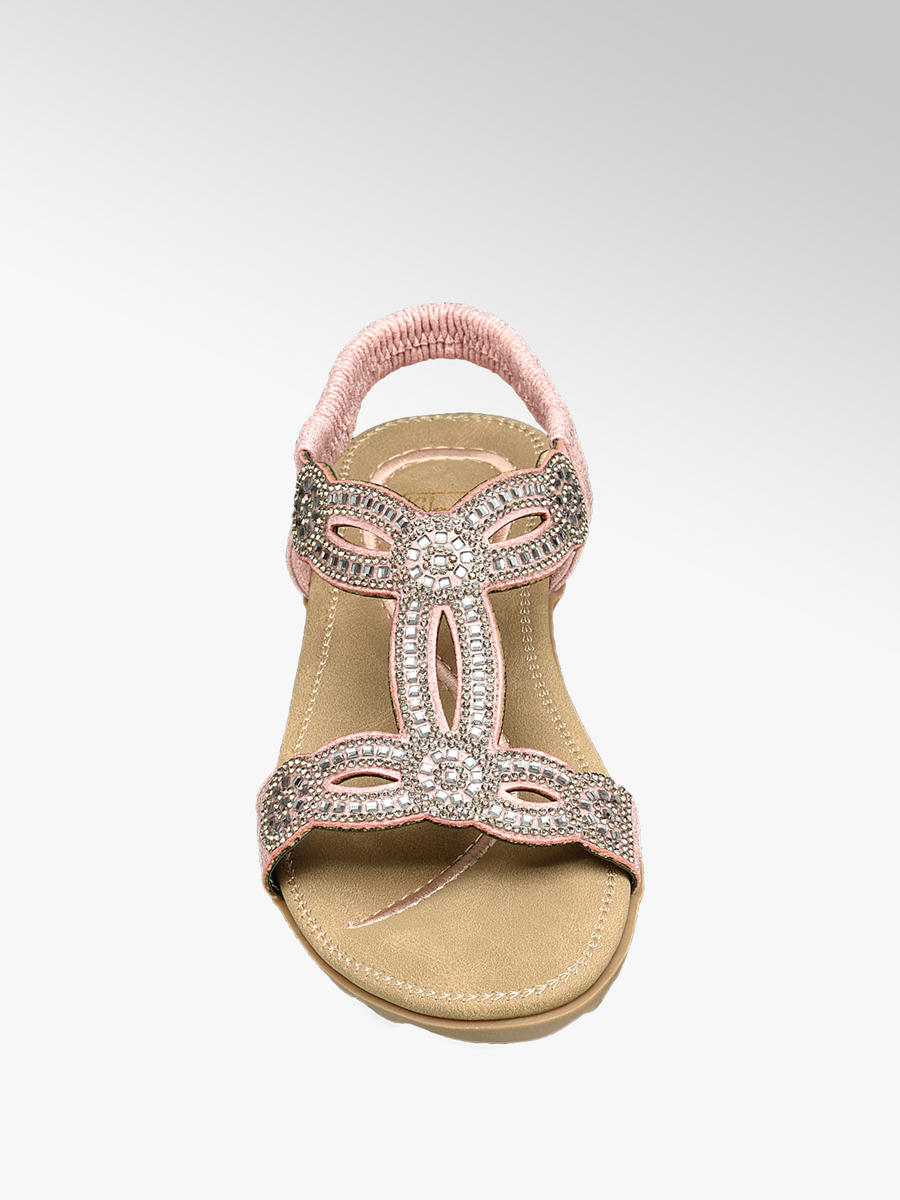 Ladies Diamante Sandals Pink |Deichmann
