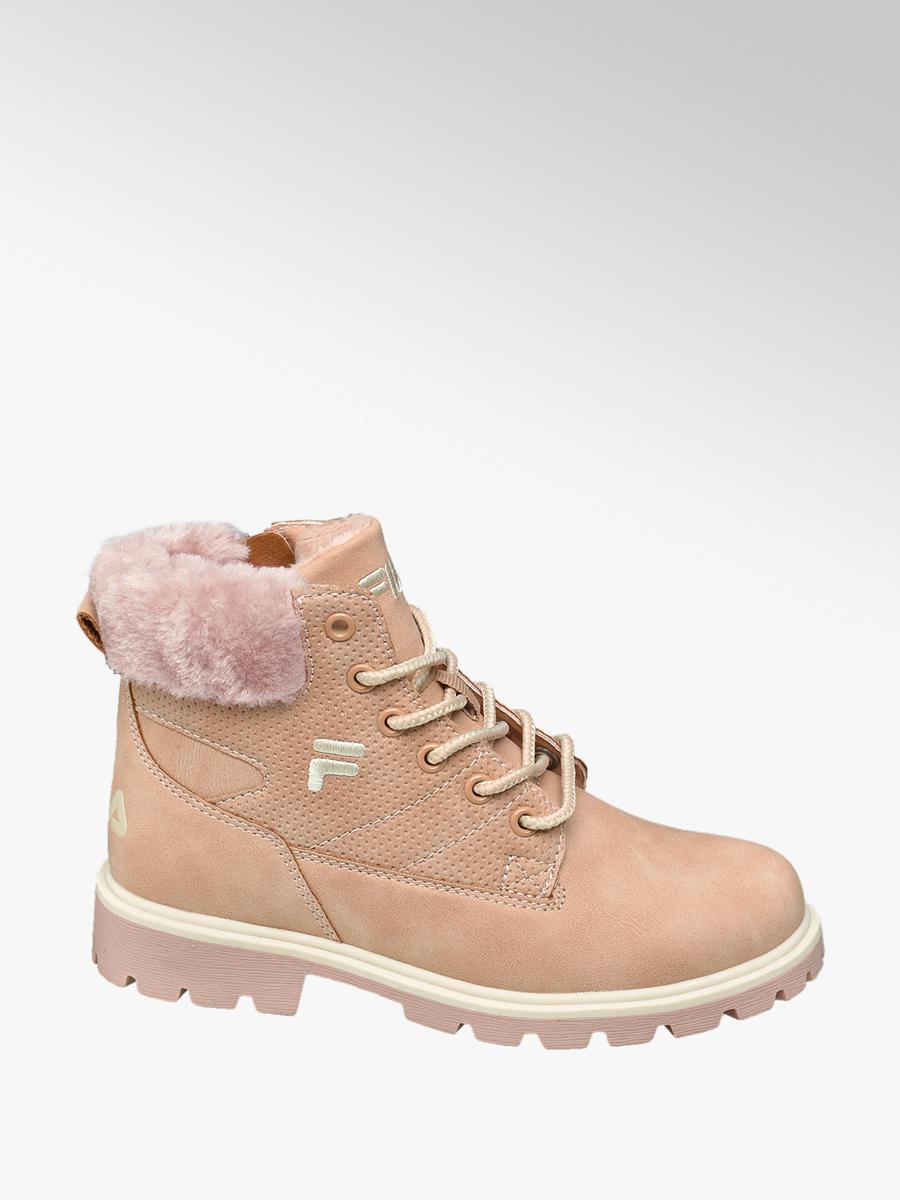 Fila Junior Girls Faux Fur Lace-up Boots Pink | Deichmann