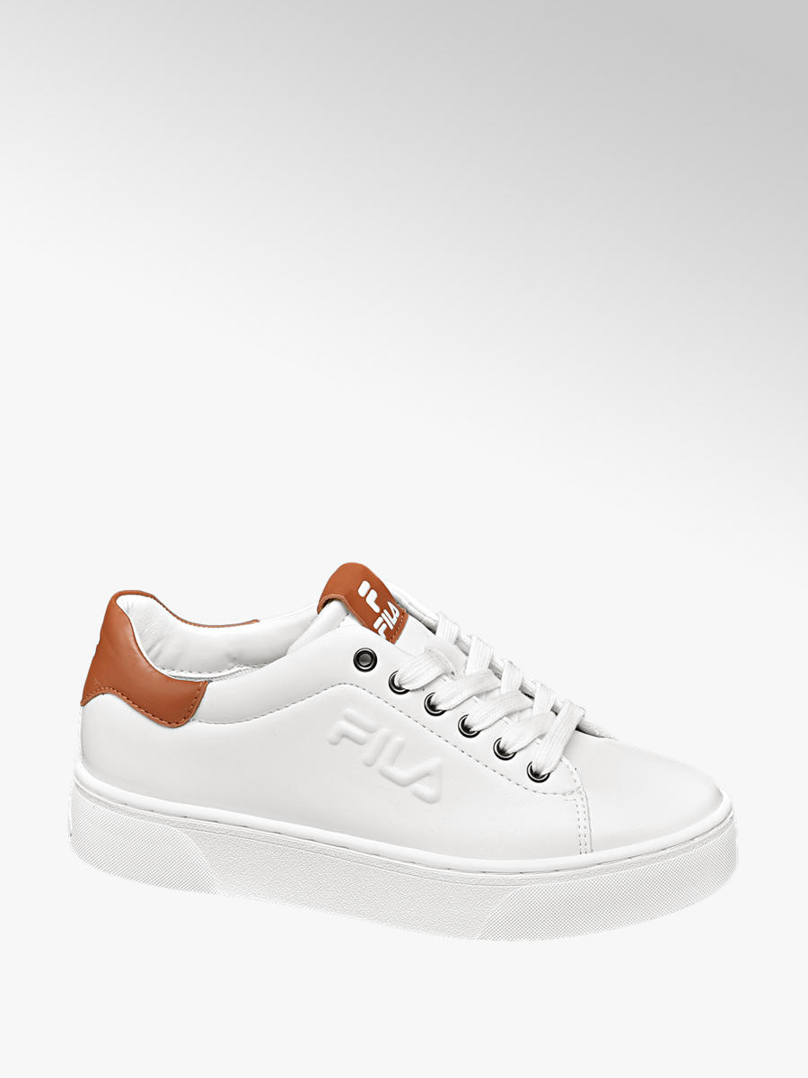 Fila Ladies Lace-up Trainers White \u0026 Brown