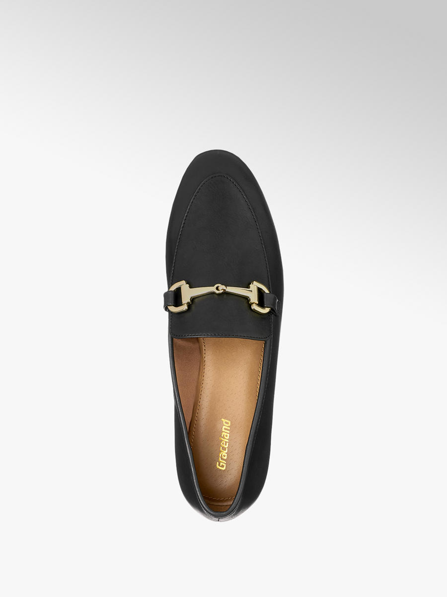 Graceland Black Metal Trim Loafers Deichmann