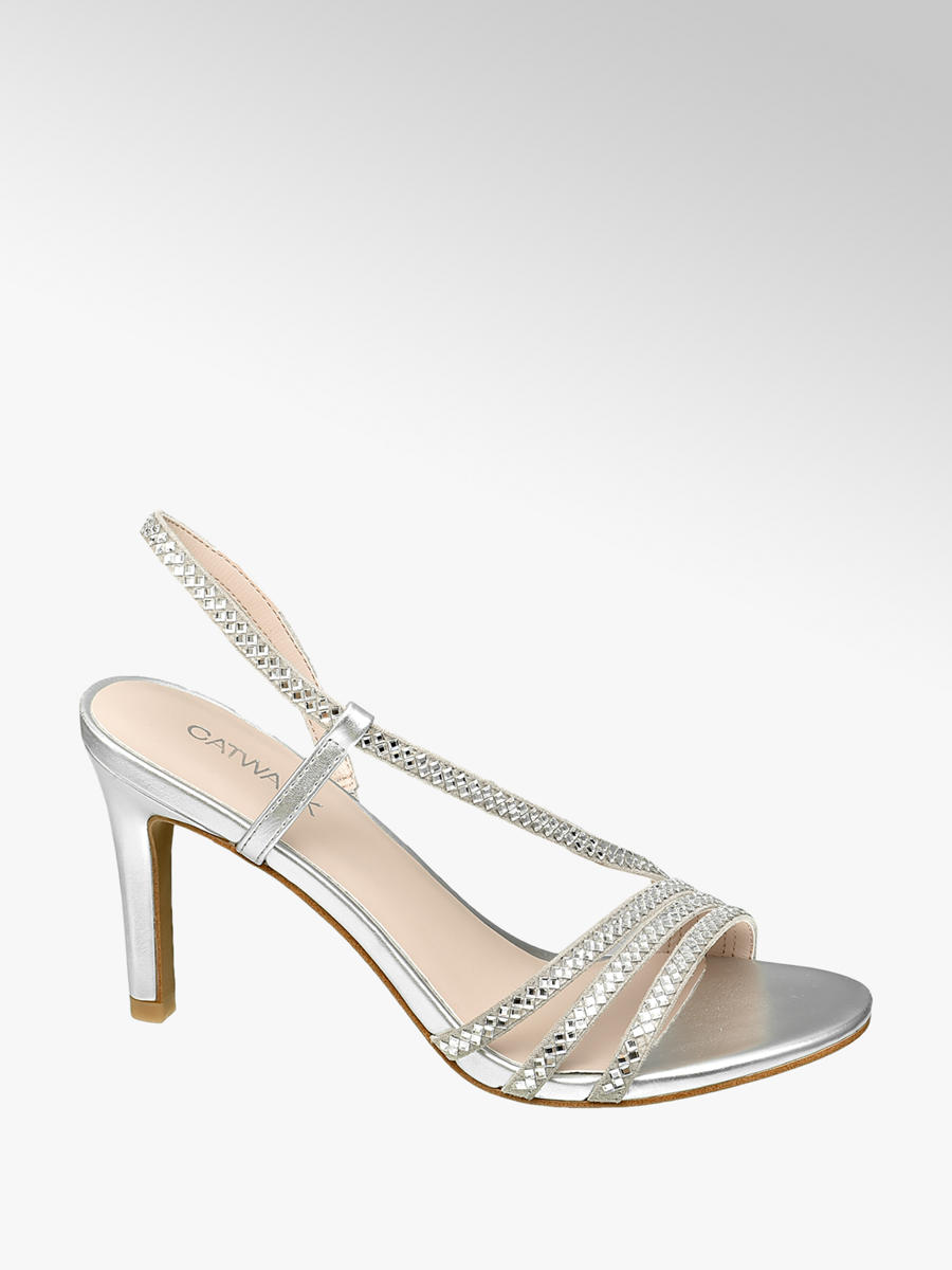 Graceland Gem Detail High Heels Silver 