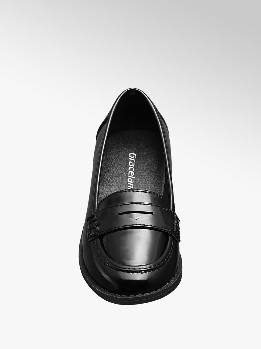 Girls Patent Loafer Shoes Black 