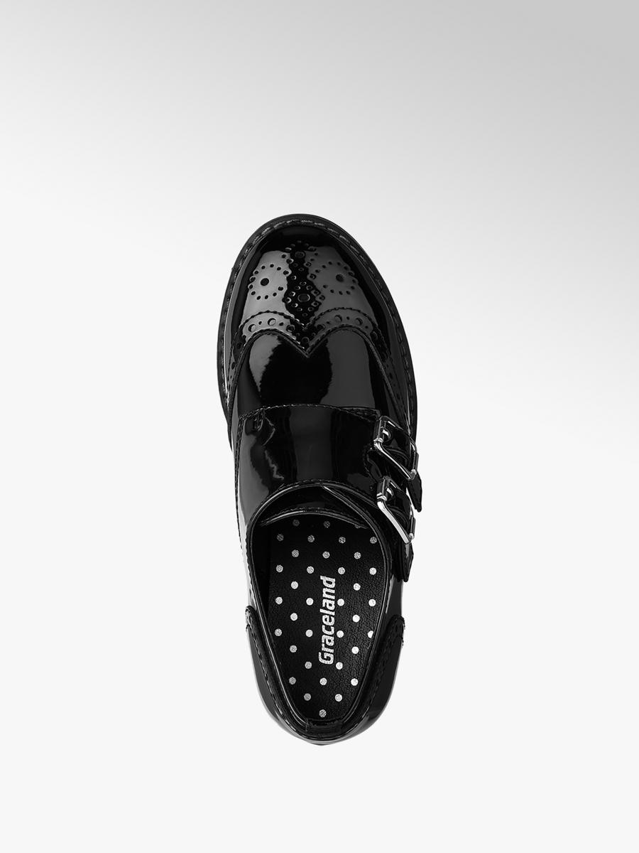 Graceland Junior Girls' Black Patent Monk Shoes Deichmann