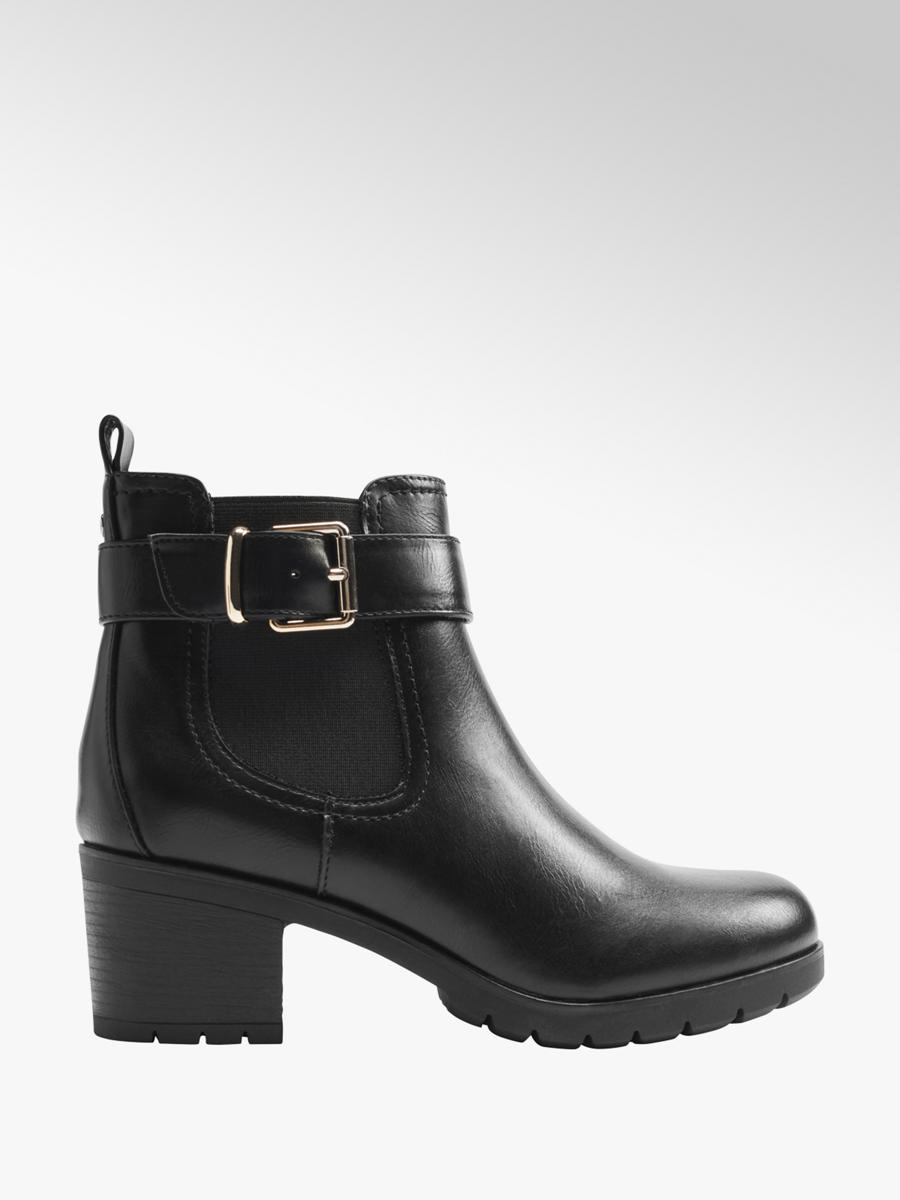 black chunky heeled ankle boots