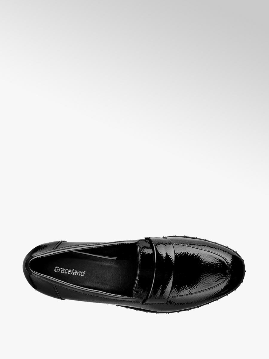 Black Studded Patent Loafers | Deichmann
