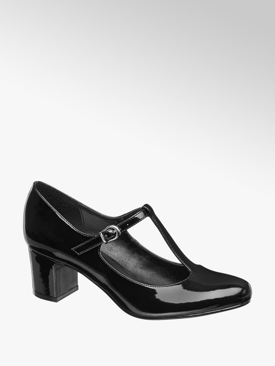 Graceland Ladies Black T-Bar Shoes 
