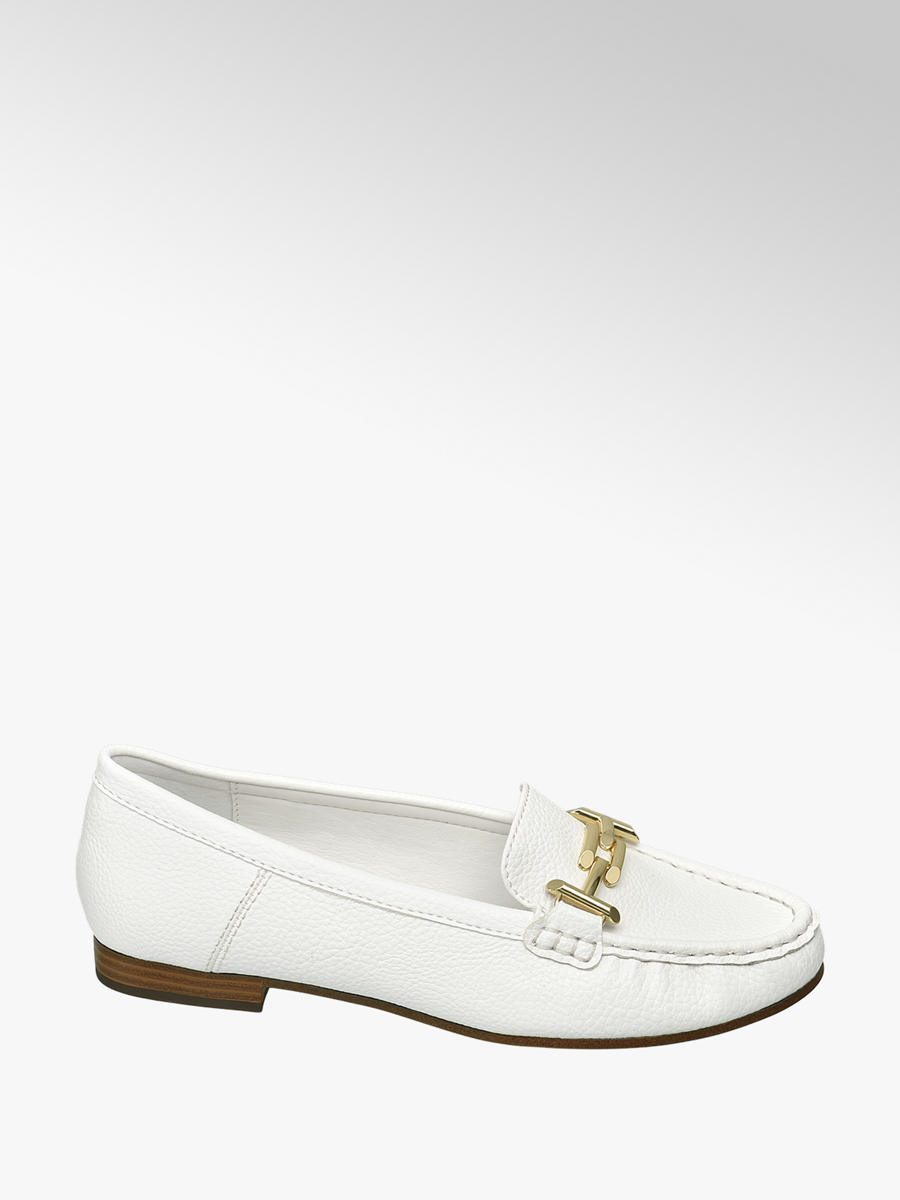 Ladies white loafers clearance
