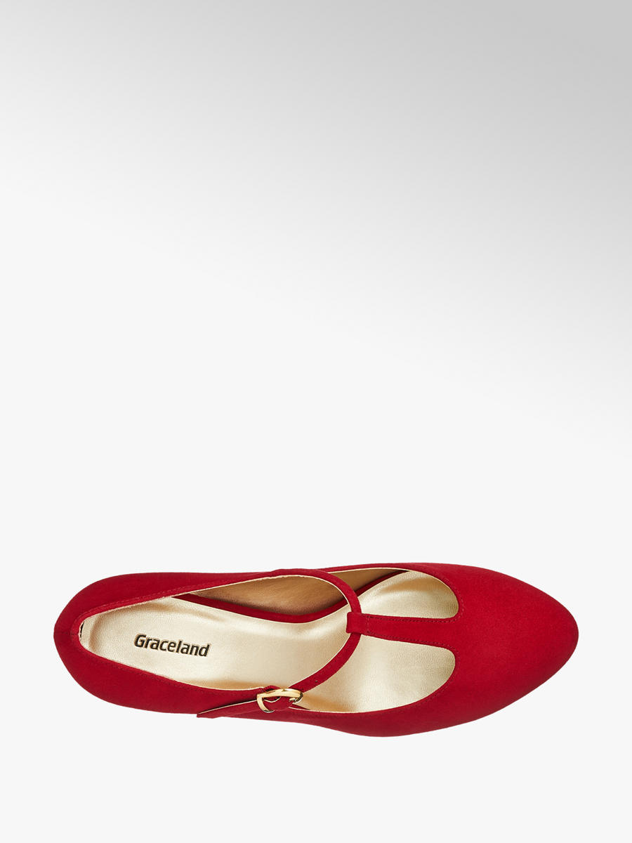 Graceland Ladies' Red T-bar Court Shoes 