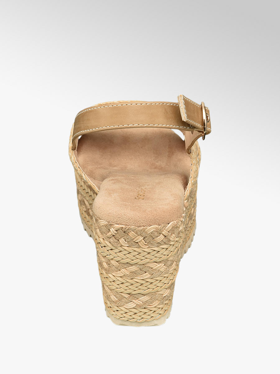 Graceland Sling Sandaletten In Beige Mit Keilabsatz Deichmann At