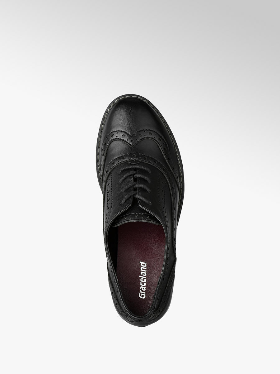 girls black leather brogues
