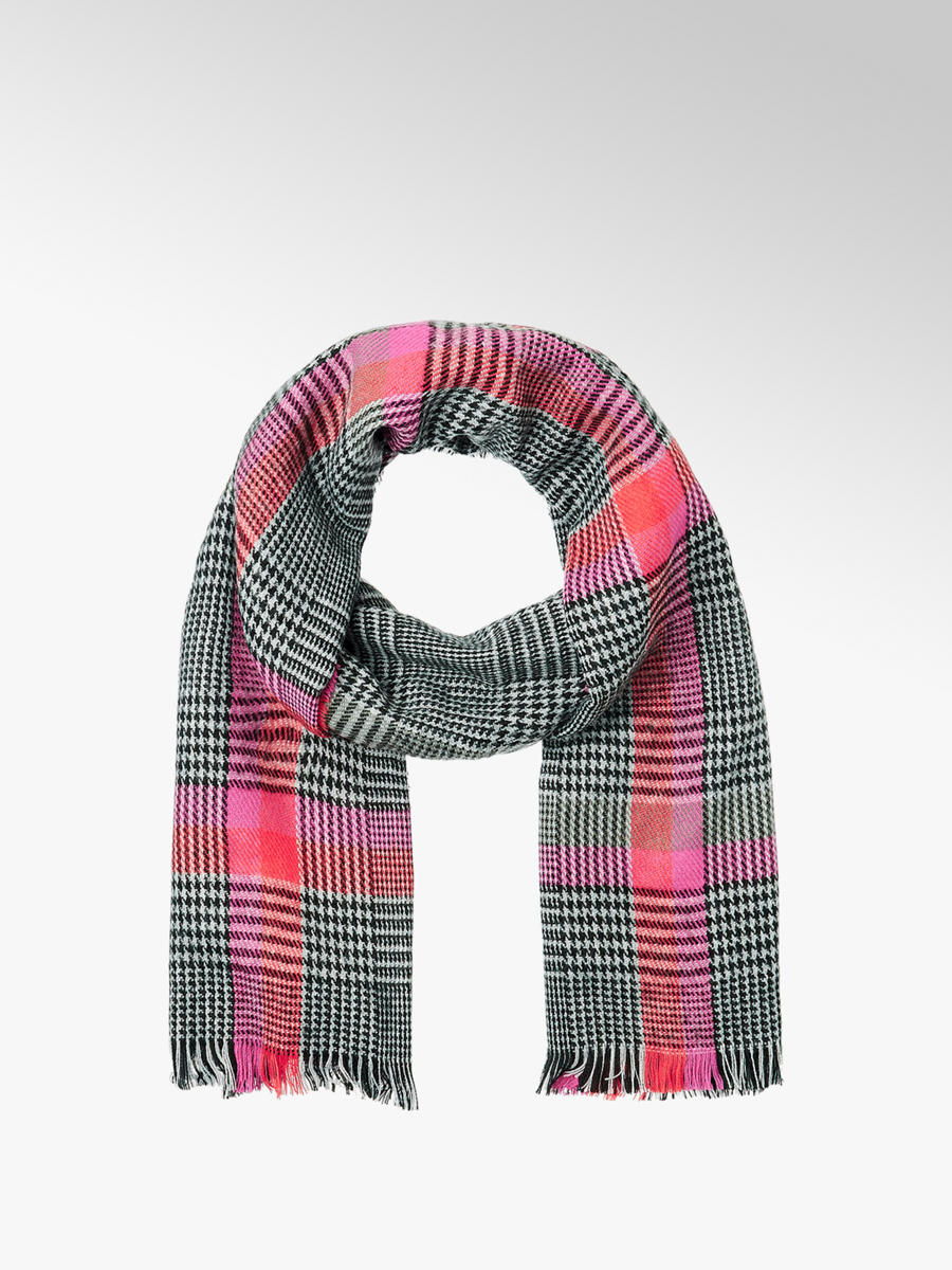 pink and grey check scarf