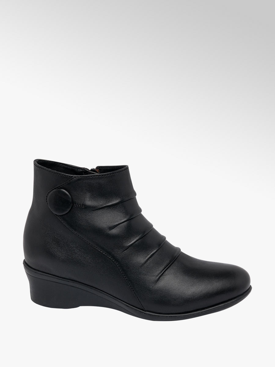 Black Leather Wedge Ankle Boots | Deichmann