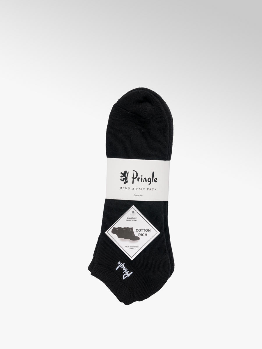 Pringle Men's 3pk Trainer Socks Black 