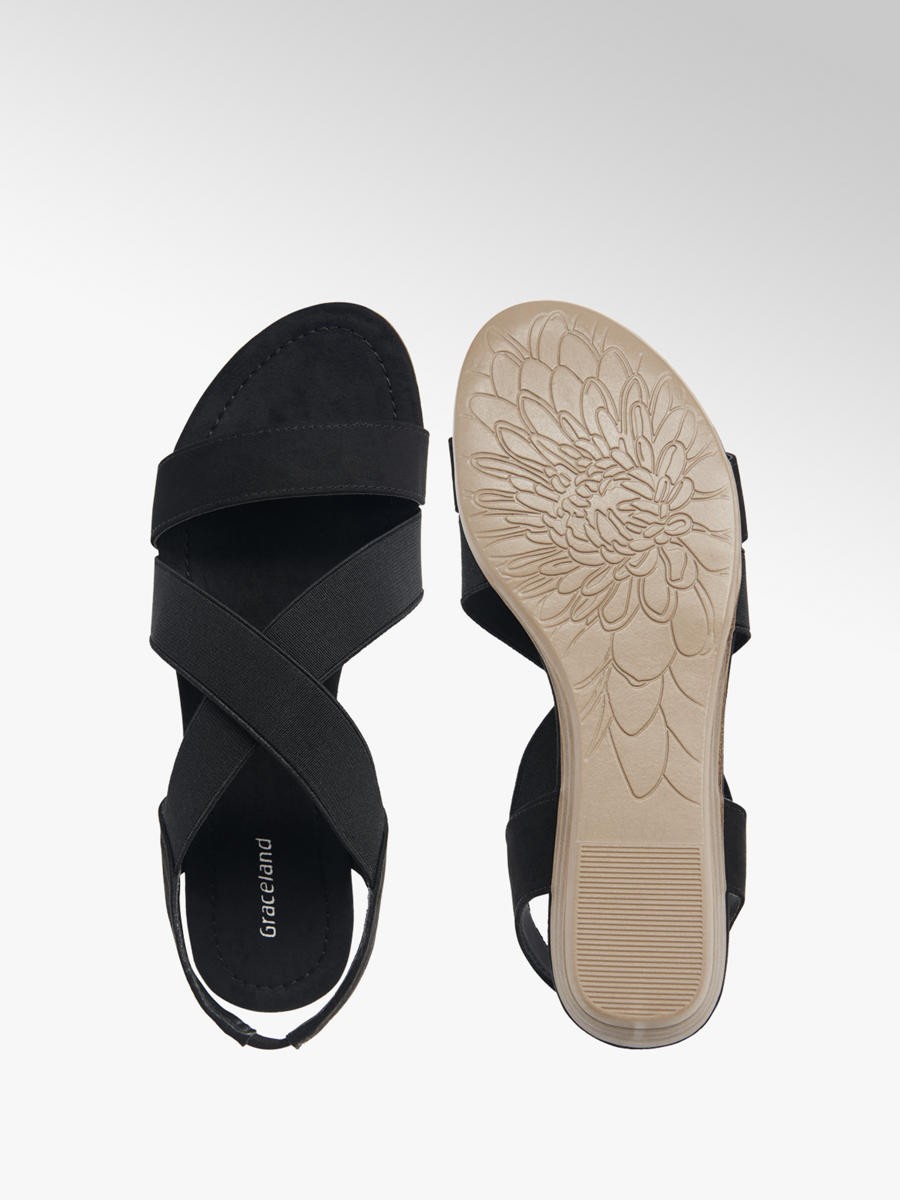 Graceland Sandalias con tal\u00f3n descubierto negro-crema look casual Zapatos Sandalias Sandalias con talón descubierto 