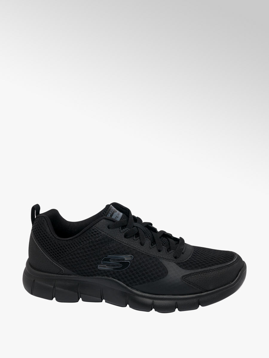 skechers men's black lace up shoes