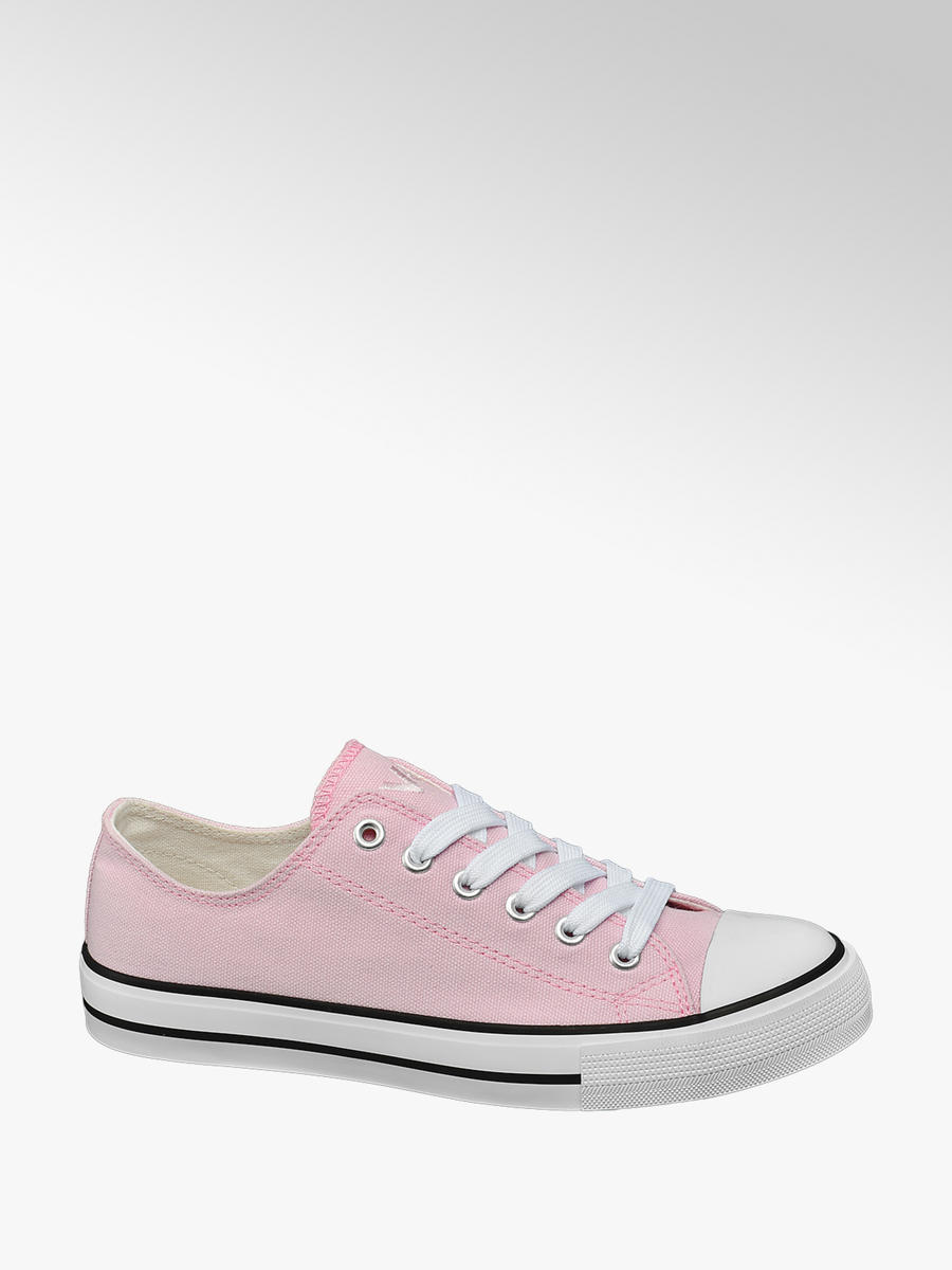 Vty Ladies Pink Lace-up Canvas Shoes 