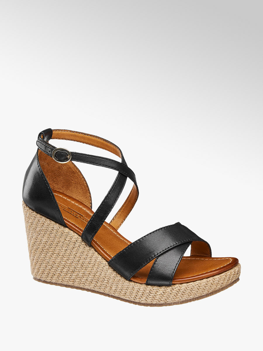 5th Avenue Ladies Leather Wedge Sandals 