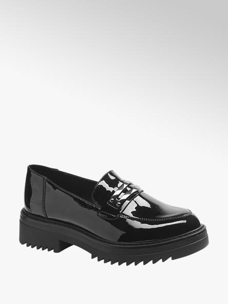 Chunky black patent loafers Clearance