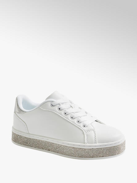 Graceland białe sneakersy dziewczęce Graceland na błyszczącej podeszwie