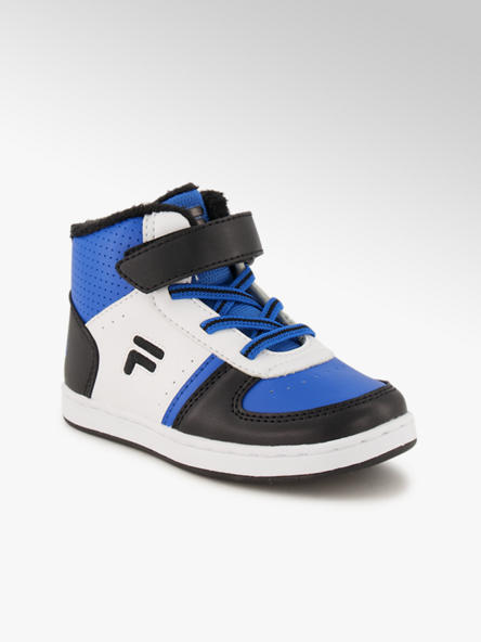 Fila biało-czarno-niebieskie wysokie ocieplane sneakersy chłopięce