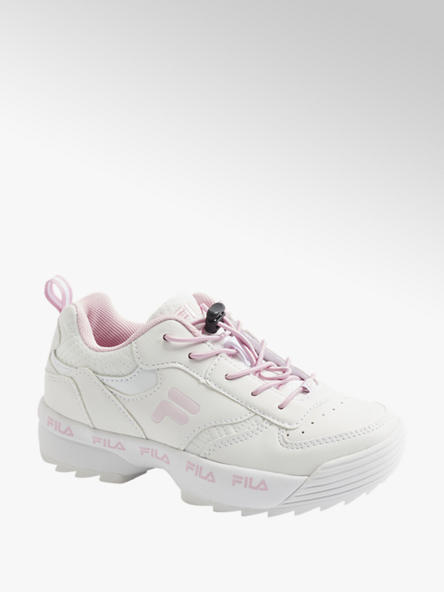 Fila biało-różowe sneakersy dziewczęce Fila na grubej podeszwie