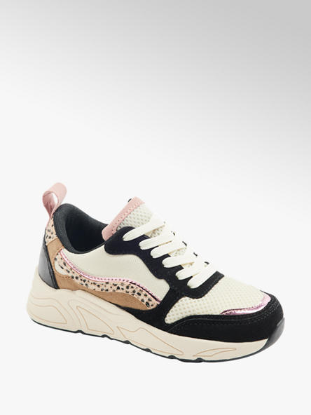 Graceland czarno-biało-beżowe sneakersy dziewczęce