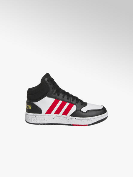 adidas czarno-biało-czerwone sneakersy dziecięce adidas Hoops 3.0 Mid