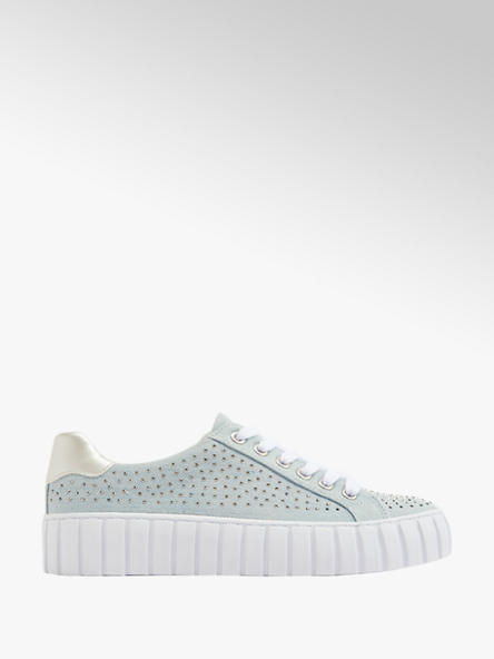Graceland niebieskie sneakersy damskie Graceland na białej podeszwie