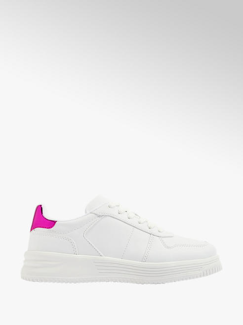 Graceland białe sneakersy damskie Graceland z różowym zapiętkiem