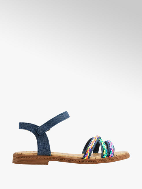Graceland granatowe sandałki dziewczęce Graceland z kolorowymi paskami