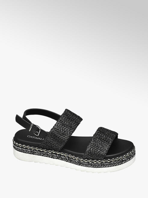 Catwalk Plateau Sandalen in Schwarz mit Perlen-Details | DEICHMANN AT