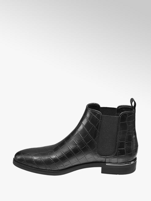 alpha black crocodile chunky chelsea boots