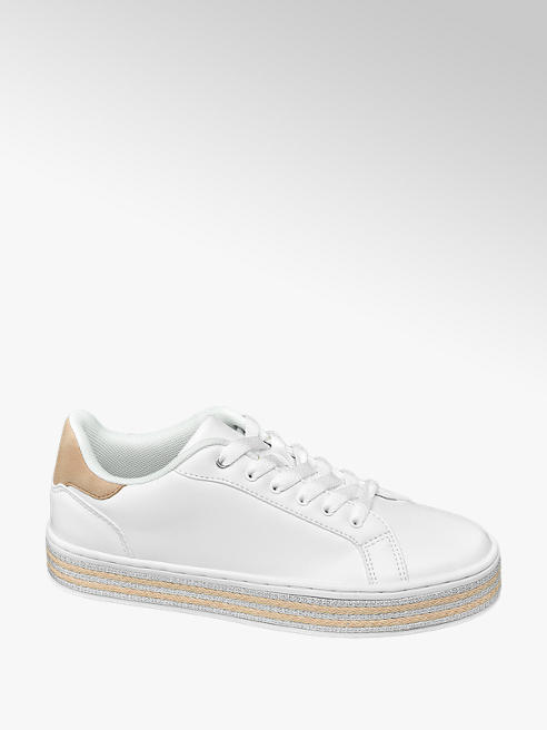 Graceland Sneaker in Weiß mit Plateauabsatz