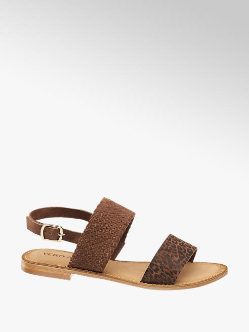 Vero Moda Hnedé kožené sandále Vero Moda so zvieracím vzorom