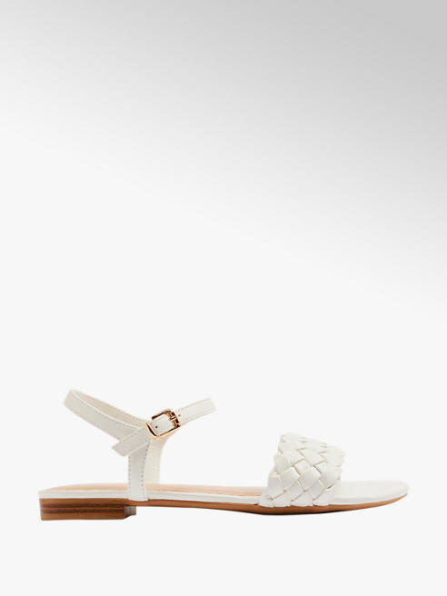 Graceland białe płaskie sandały damskie Graceland z plecionym przodem