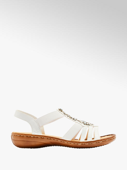 Rieker białe sandały damskie Rieker z elastycznymi paskami