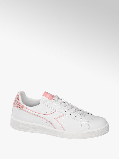 Diadora białe sneakersy damskie Diadora z różowymi elementami