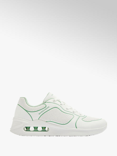 Skechers białe sneakersy damskie Skechers z zielonymi akcentami