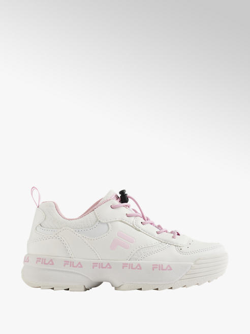 Fila białe sneakersy dziewczęce Fila z różowymi akcentami