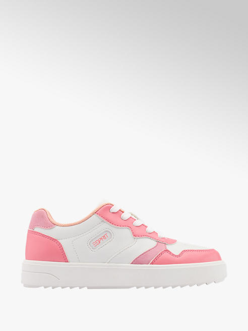 Esprit biało-różowe sneakersy dziewczęce Esprit