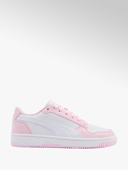 Puma biało-różowe sneakersy dziewczęce Puma Reb-L Jr