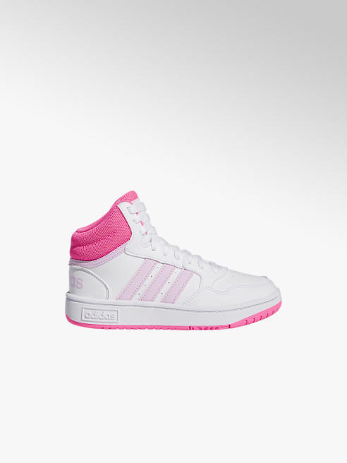 adidas biało-różowe sneakersy młodzieżowe adidas Hoops Mid 3.0