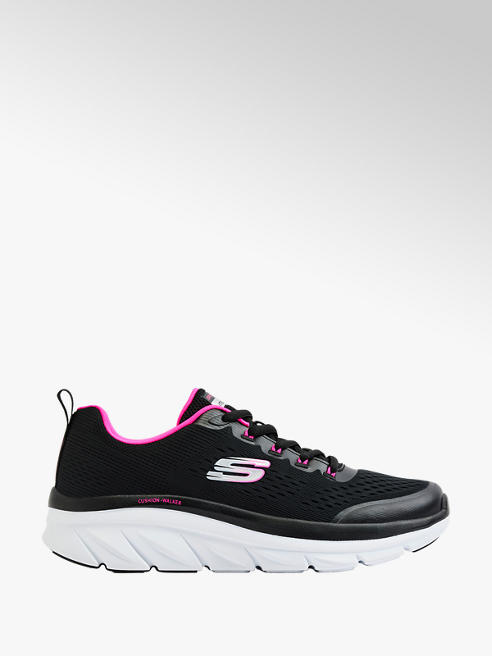 Skechers czarbo-różowe sneakersy damskie Skechers z wkładką memory foam
