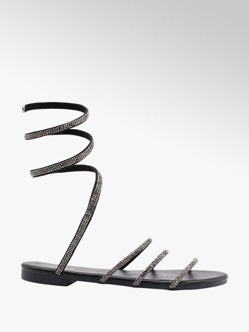 Catwalk czarne sandały damskie Catwalk typu rzymianki